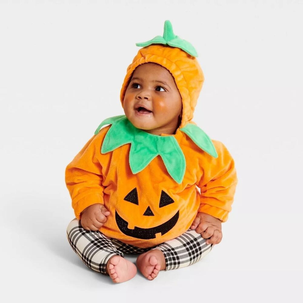 Infant 0-6MO Pumpkin Halloween Costume Pullover - Hyde and EEK! Boutique